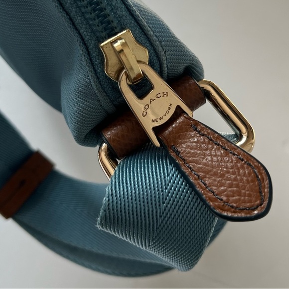 Coach Sawyer Crossbody Bag Canvas Leather Blue Brown - Picture 7 of 10